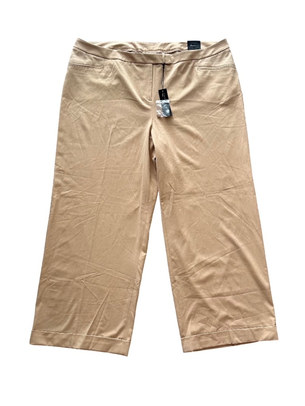 NWT Lane Bryant The Lena Wide Leg Trouser Curvy Fit Stretch Khaki Tan Pants 26